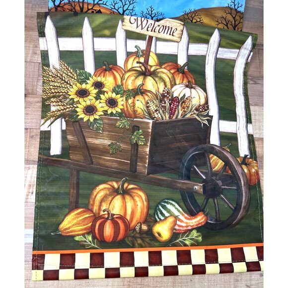 Bless Our Home Autumn Harvest Decorative Garden Flag With Pumpkins & Sunflowers - Picture 2 of 3